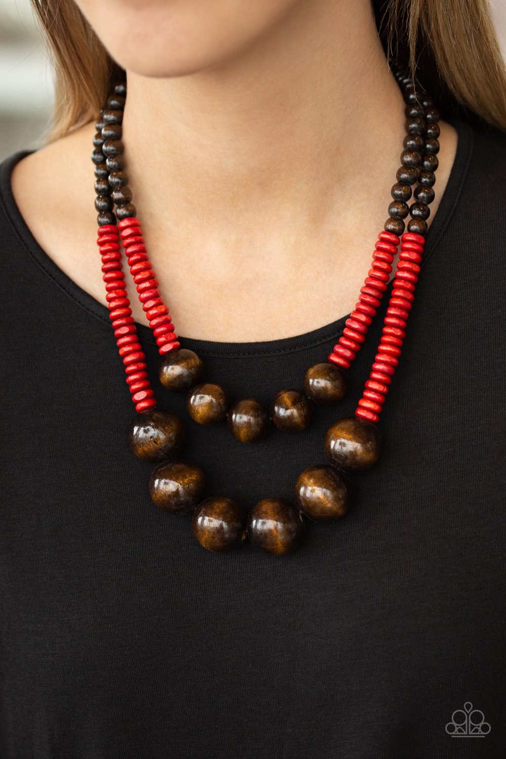 Cancun Castaway-red-Paparazzi necklace