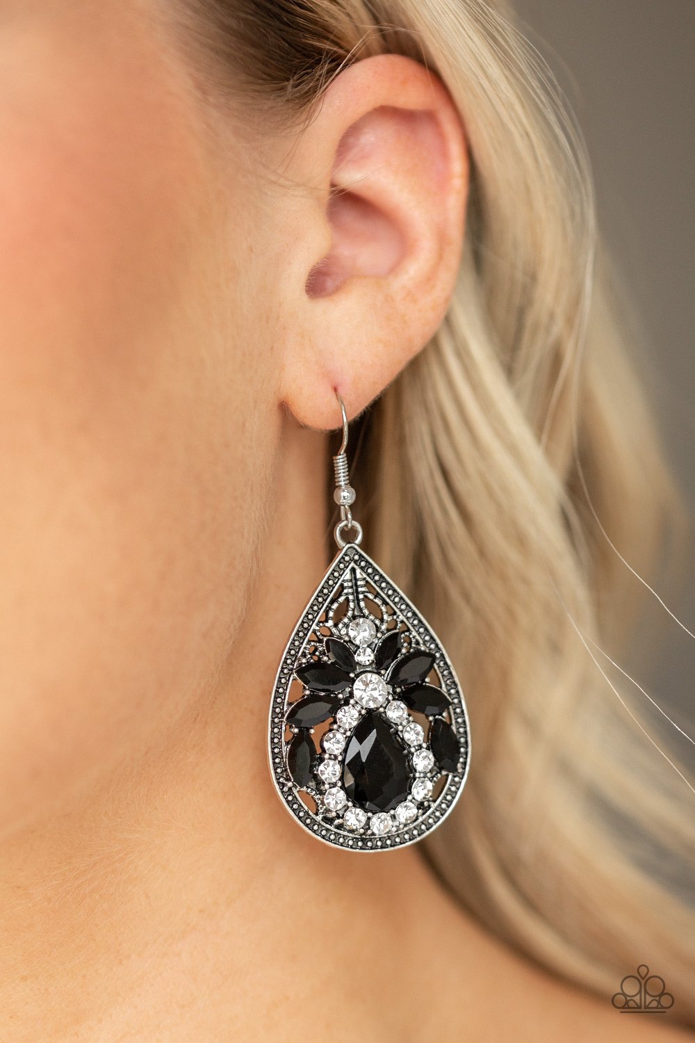 Candlelight Sparkle-black-Paparazzi earrings