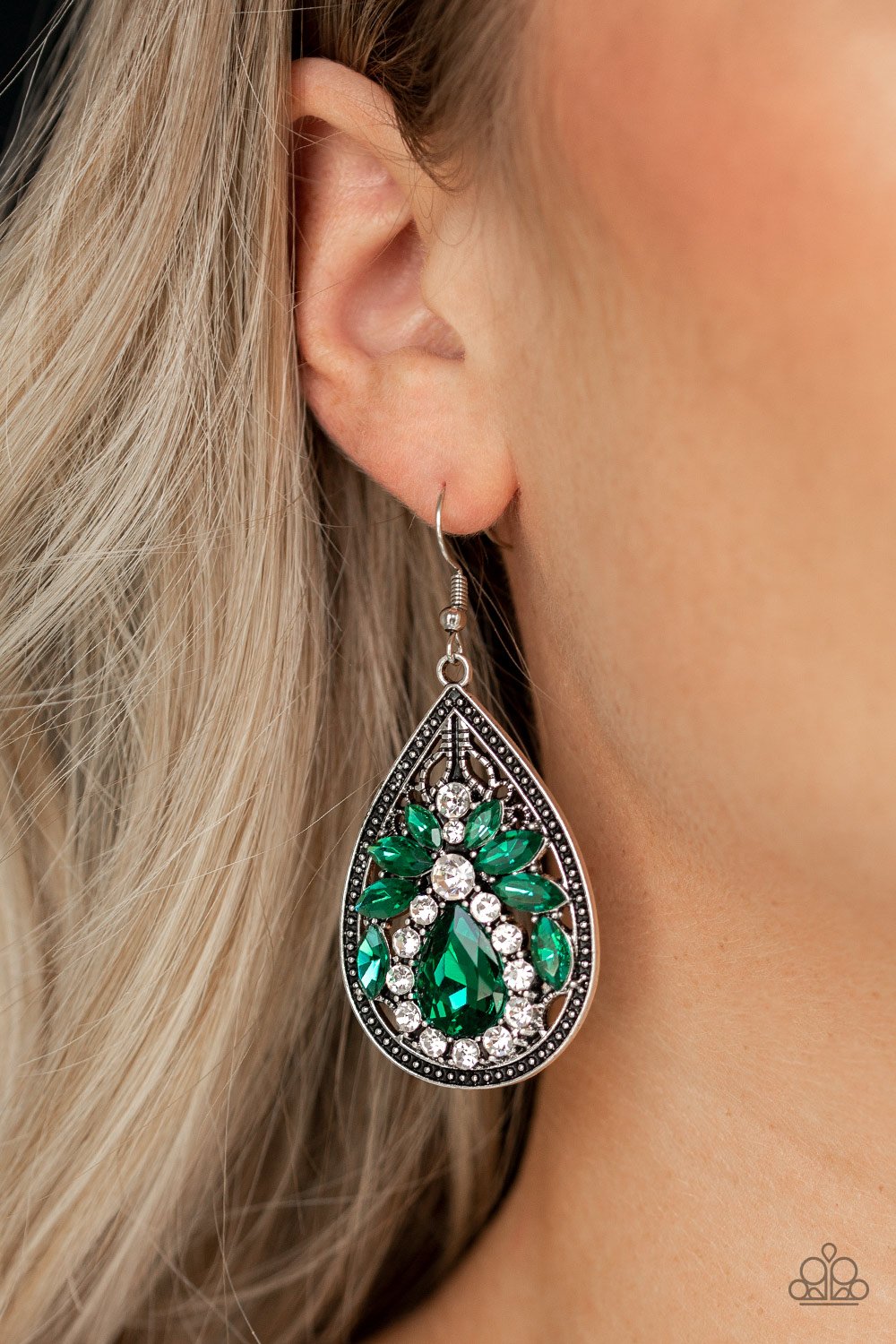 Candlelight Sparkle-green-Paparazzi earrings