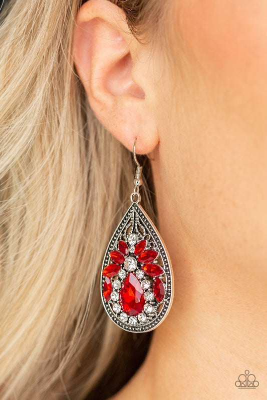 Candlelight Sparkle-red-Paparazzi earrings