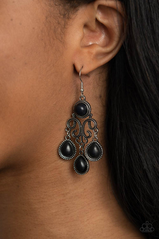 Canyon Chandelier - black - Paparazzi earrings