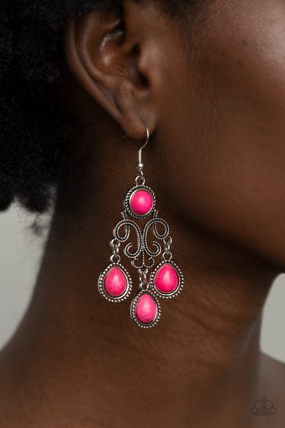 Canyon Chandelier - pink - Paparazzi earrings