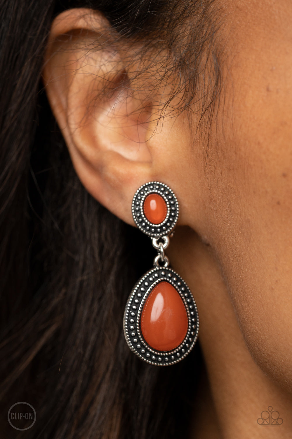 Carefree Clairvoyance - orange - Paparazzi CLIP ON earrings