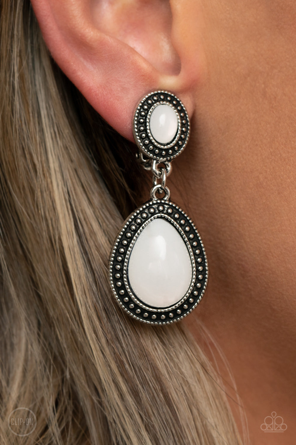 Carefree Clairvoyance - white - Paparazzi CLIP ON earrings