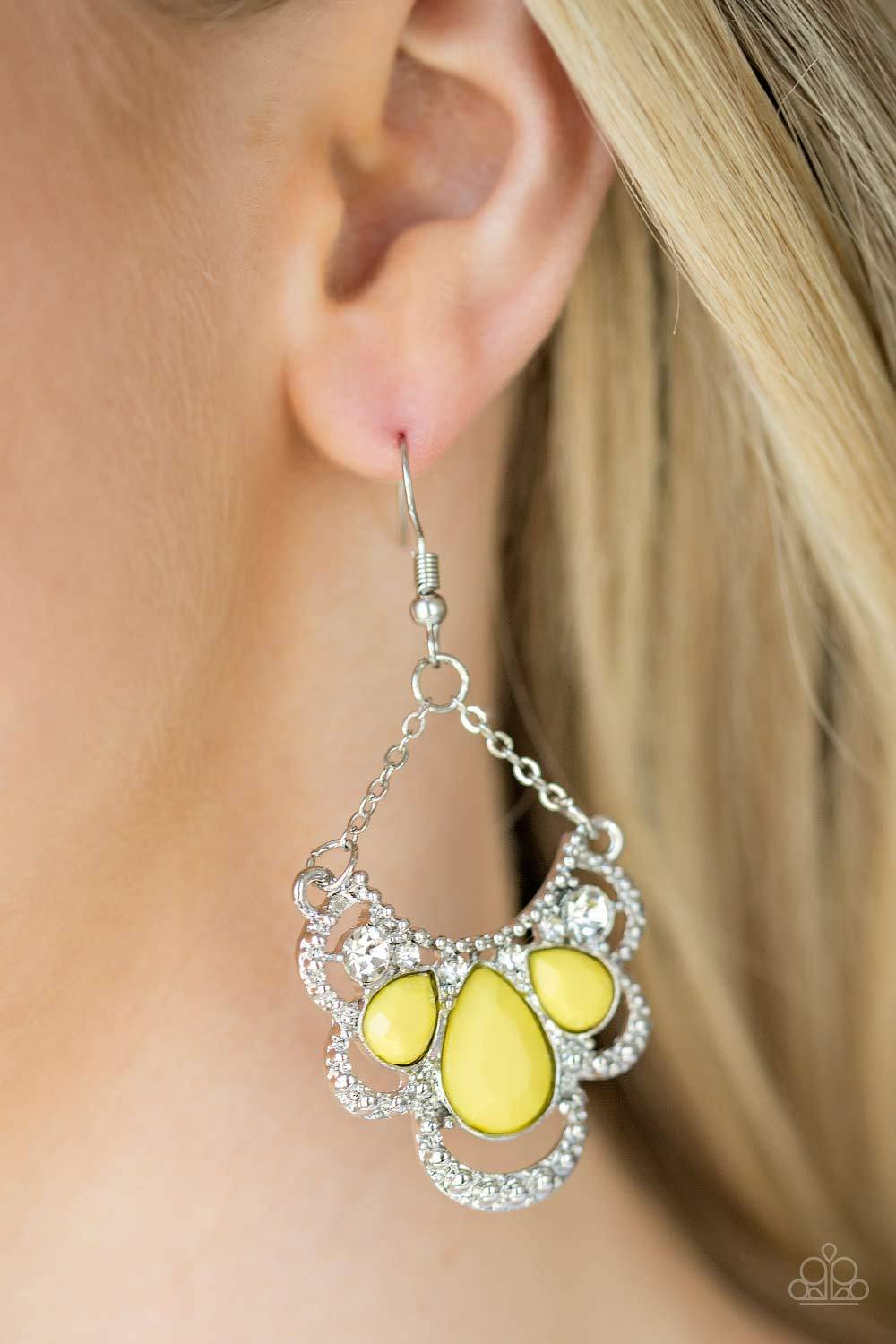 Caribbean Royalty - yellow - Paparazzi earrings