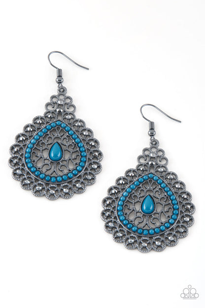 Carnival Courtesan - blue - Paparazzi earrings
