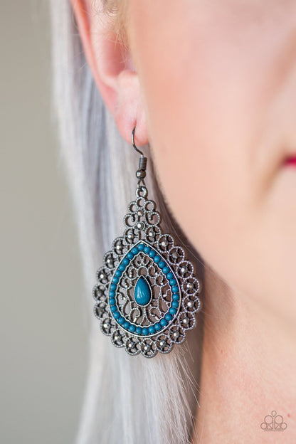 Carnival Courtesan-blue-Paparazzi earrings