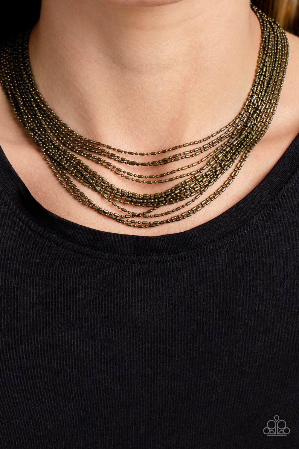 Cascading Chains - brass - Paparazzi necklace