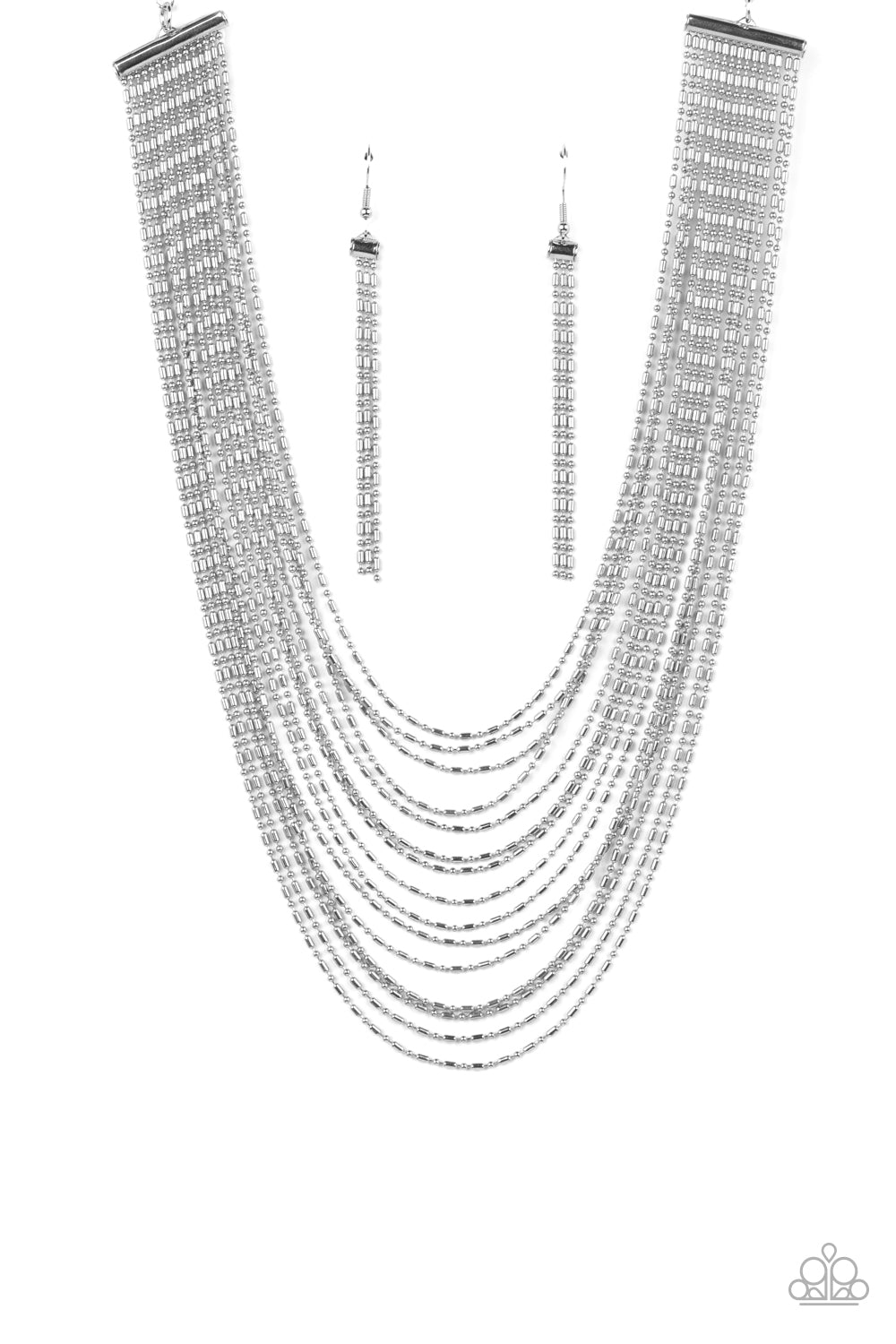 Cascading Chains - silver - Paparazzi necklace