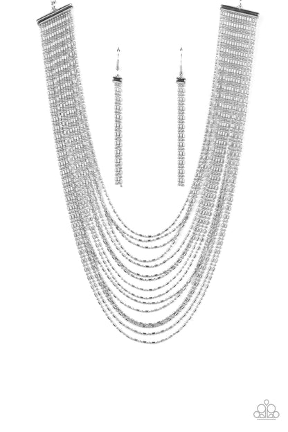 Cascading Chains - silver - Paparazzi necklace