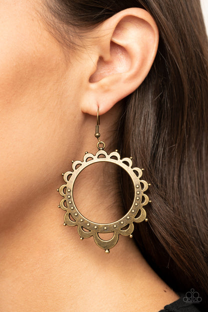 Casually Capricious - brass - Paparazzi earrings