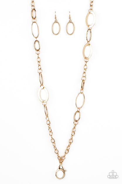 Casually Connected - gold - Paparazzi LANYARD necklace