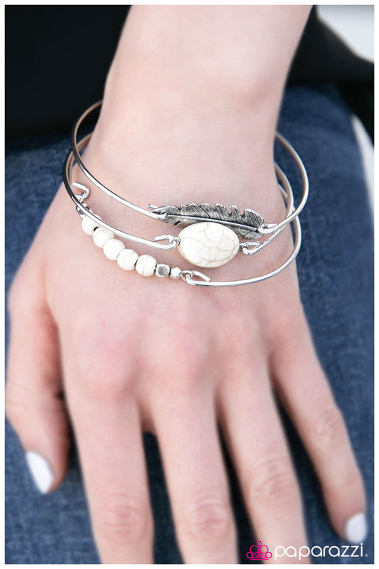 Catch A Tail Wind - White - Paparazzi bracelet