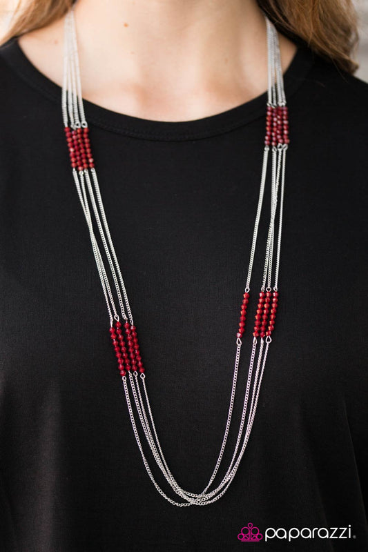 Catching Fire - Red - Paparazzi necklace