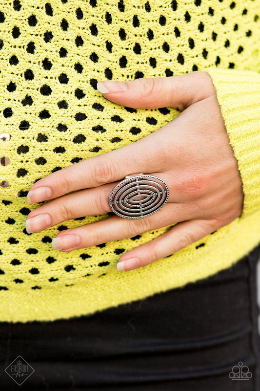 Center Target-silver-Paparazzi ring