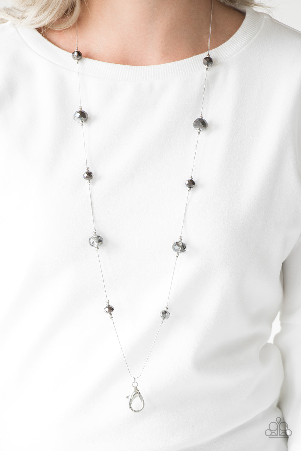 Champagne On The Rocks - silver - Paparazzi LANYARD necklace