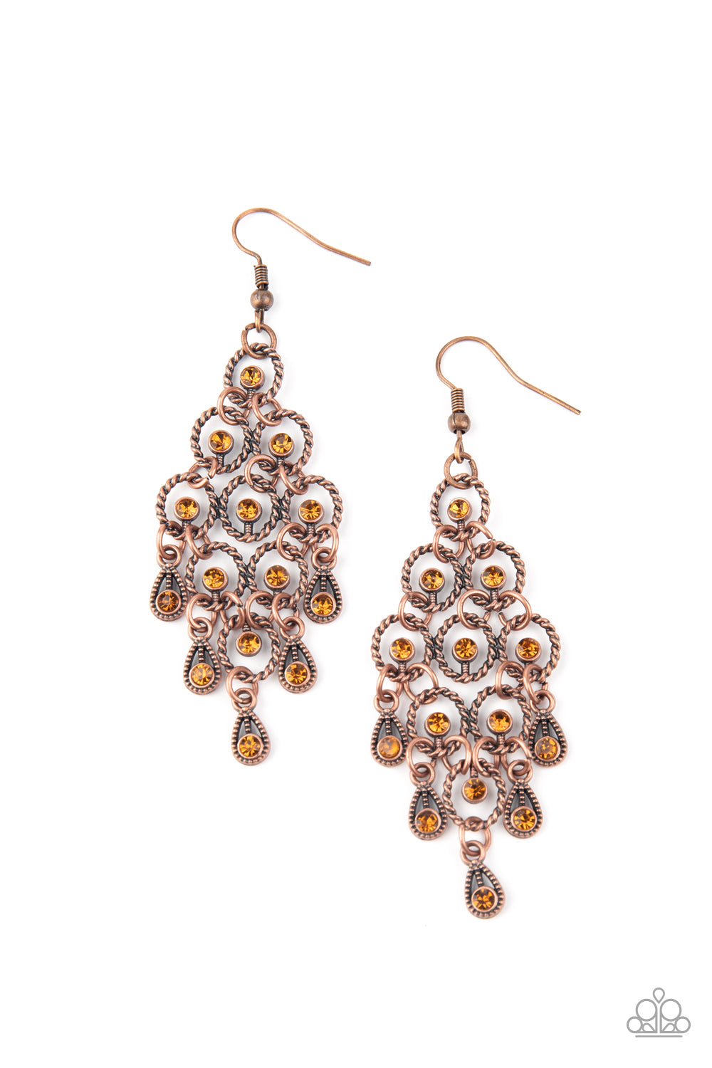 Chandelier Cameo - copper - Paparazzi earrings