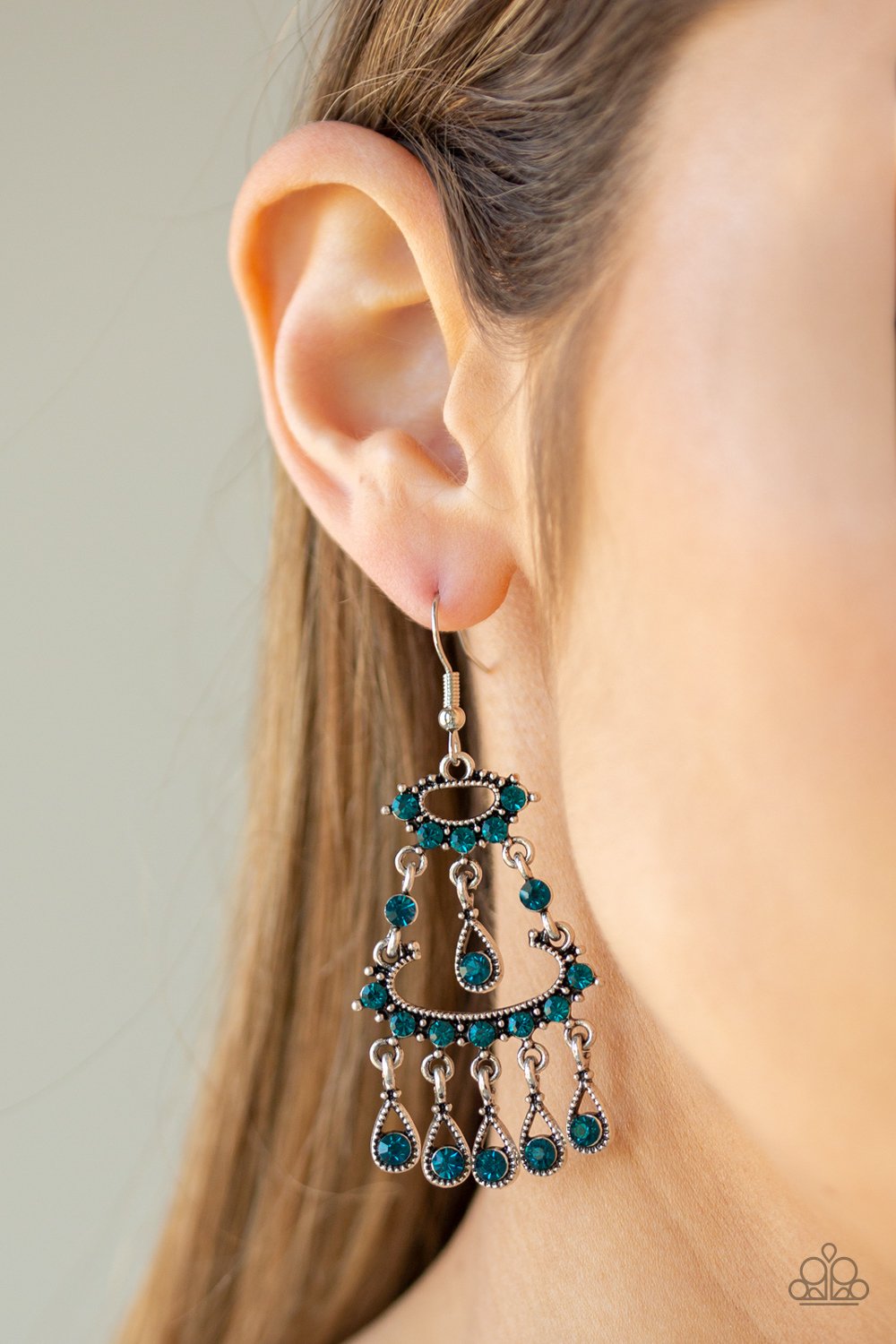 Chandelier Shimmer-blue-Paparazzi earrings