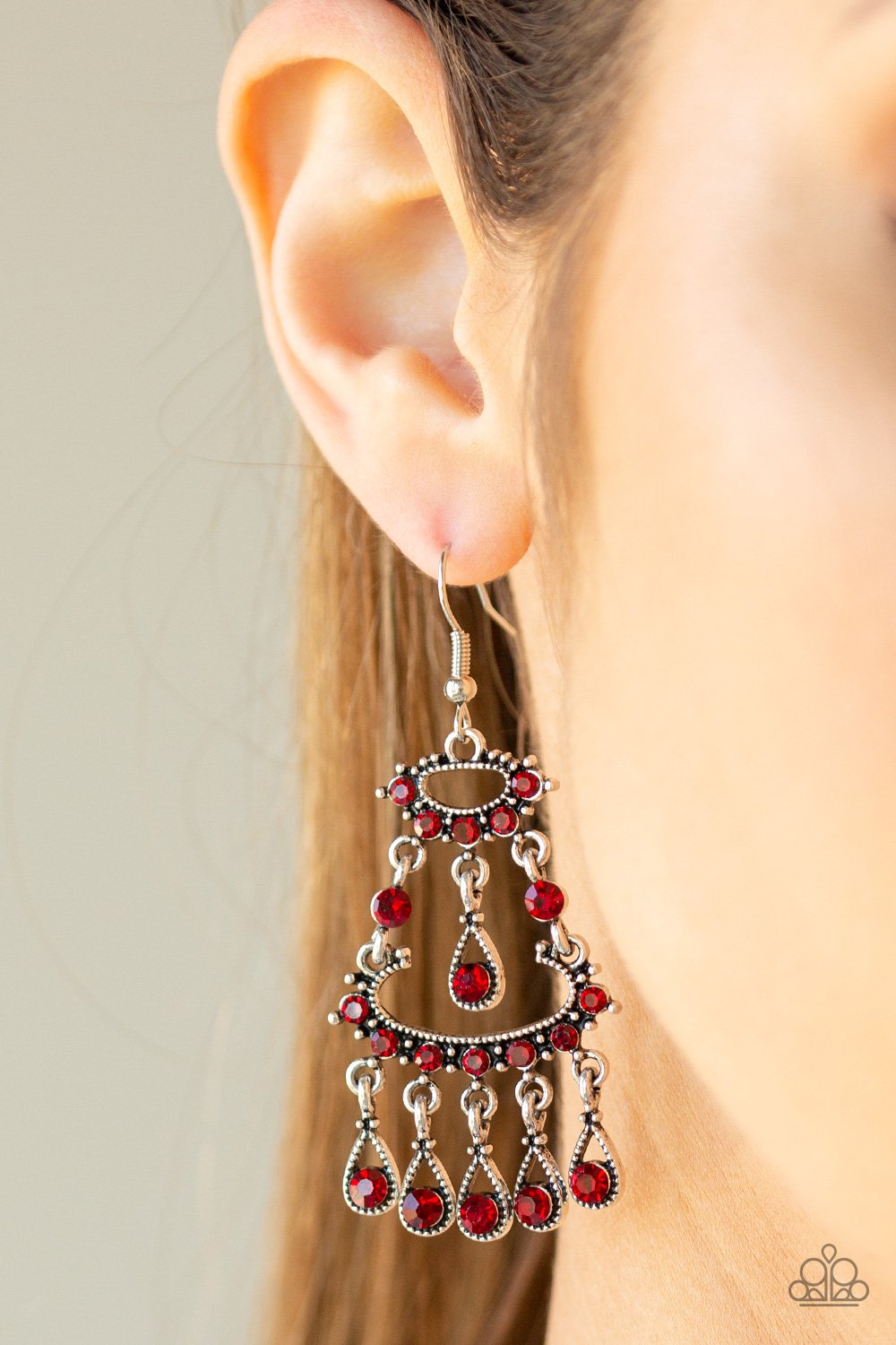 Chandelier Shimmer-red-Paparazzi earrings