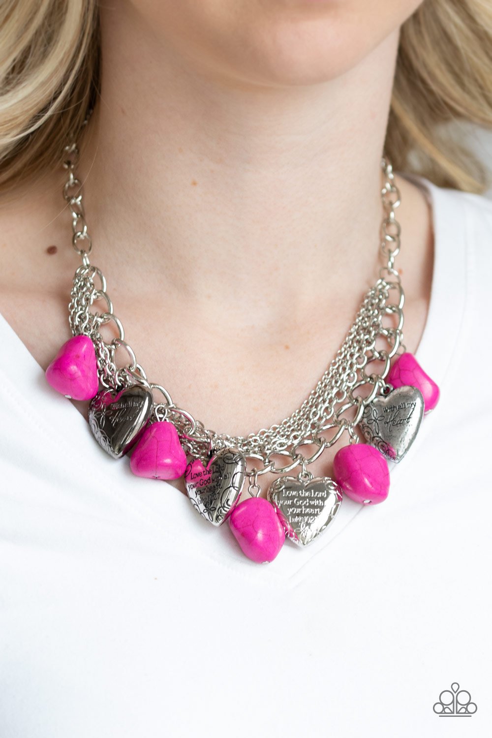 Change of Heart-pink-Paparazzi necklace
