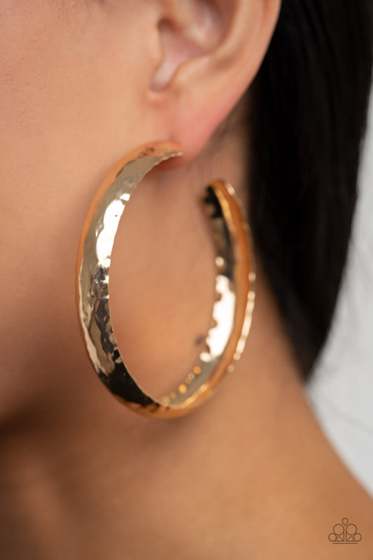 Check Out These Curves - gold - Paparazzi earrings