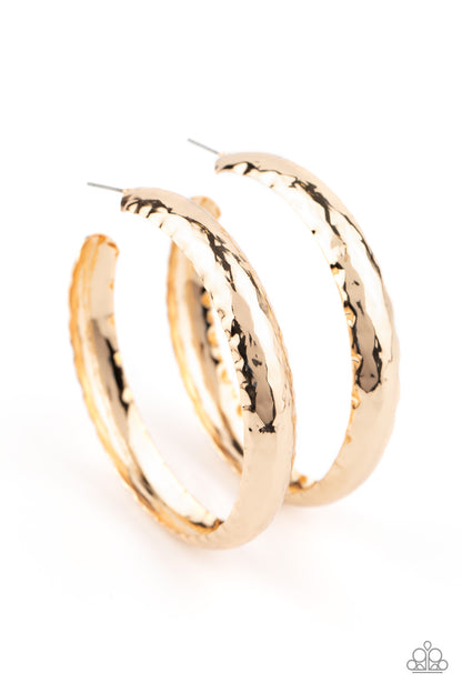 Check Out These Curves - gold - Paparazzi earrings