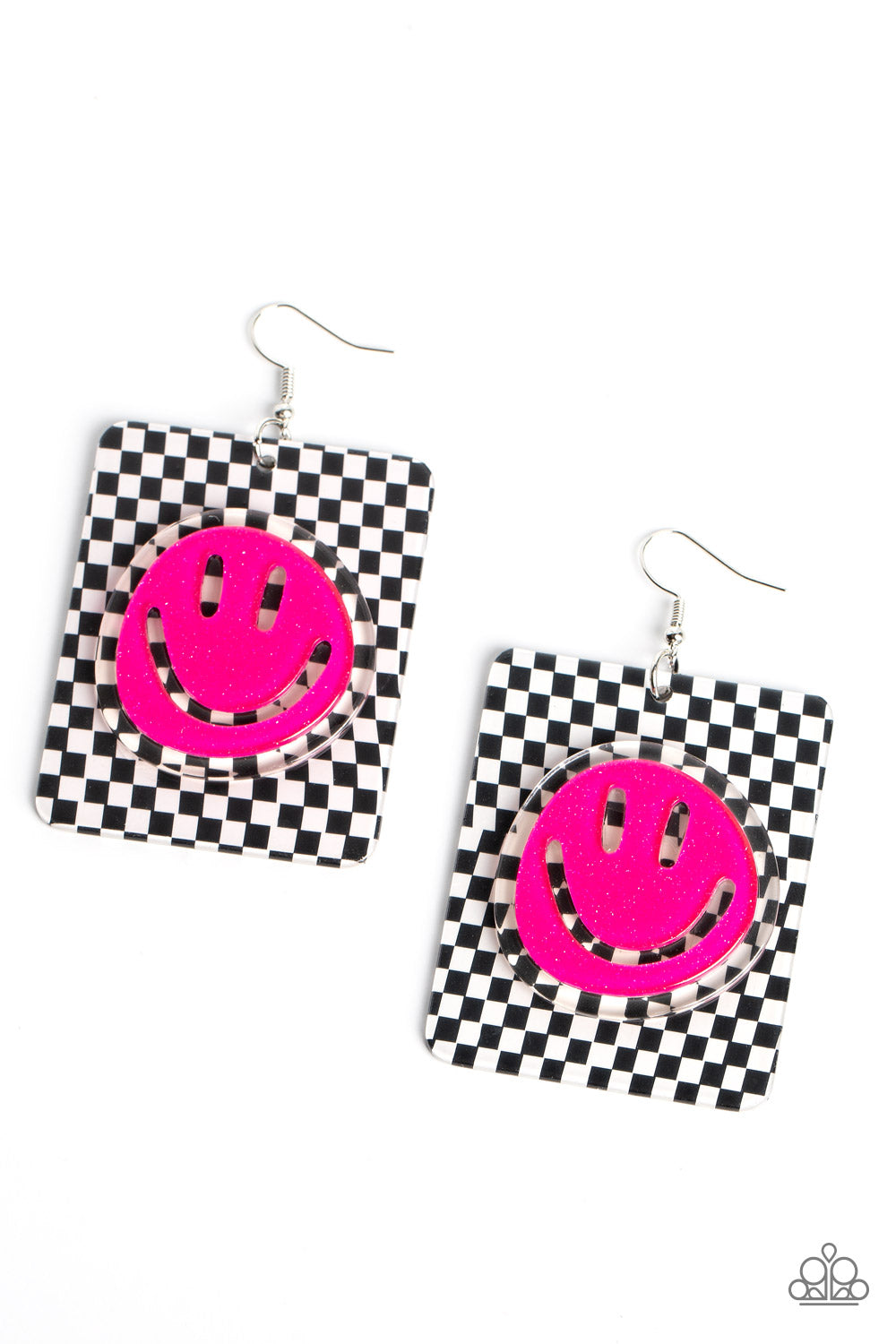 Cheeky Checkerboard - pink - Paparazzi earrings