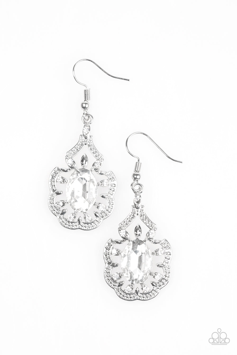 Chicly Courtesan - White - Paparazzi earrings