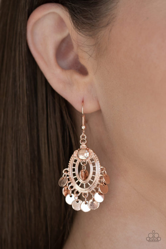 Chime Chic - rose gold - Paparazzi earrings