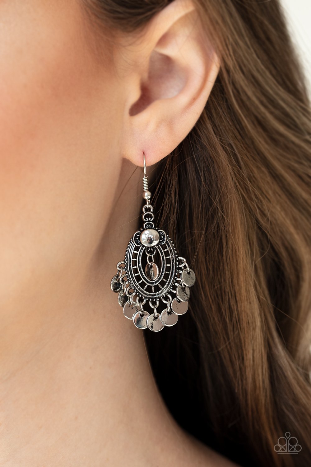 Chime Chic-silver-Paparazzi earrings
