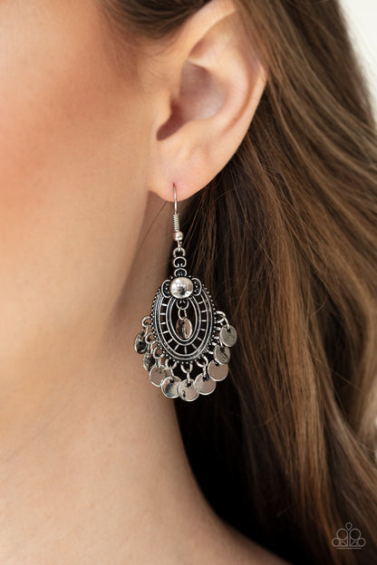 Chime Chic-silver-Paparazzi earrings