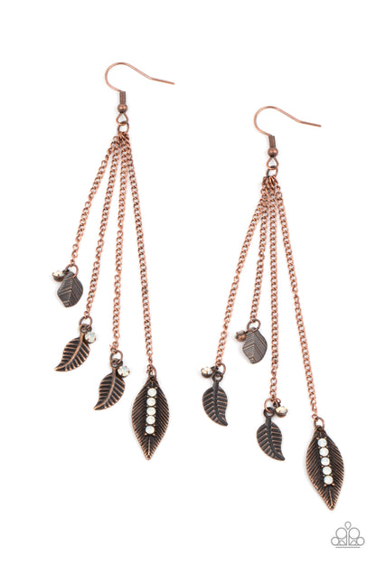 Chiming Leaflets - copper - Paparazzi earrings