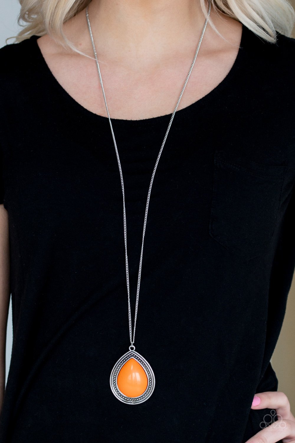 Chroma Courageous-orange-Paparazzi necklace