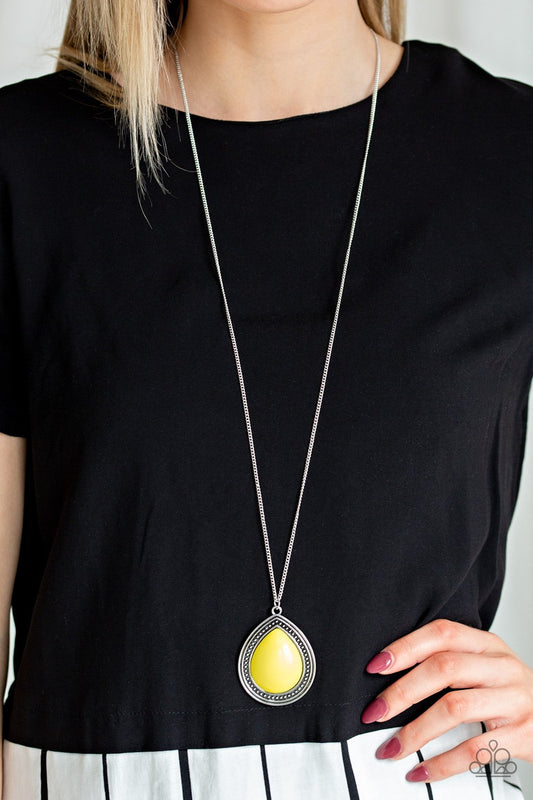 Chroma Courageous-yellow-Paparazzi necklace