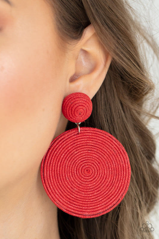 Circulate The Room - red - Paparazzi earrings