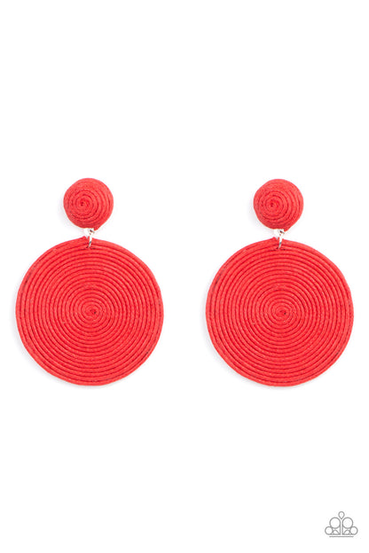 Circulate The Room - red - Paparazzi earrings