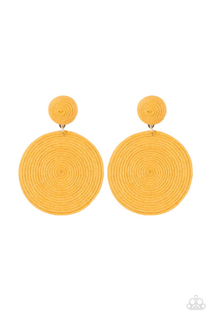 Circulate The Room - yellow - Paparazzi earrings