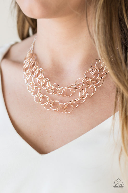 Circus Tent Tango - rose gold - Paparazzi necklace