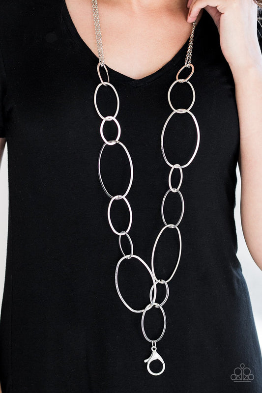 City Circuit-silver-Paparazzi LANYARD necklace