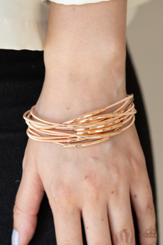 City Stretch-rose gold-Paparazzi bracelet