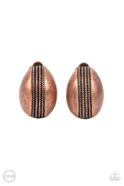 Classic Curves - copper - Paparazzi earrings