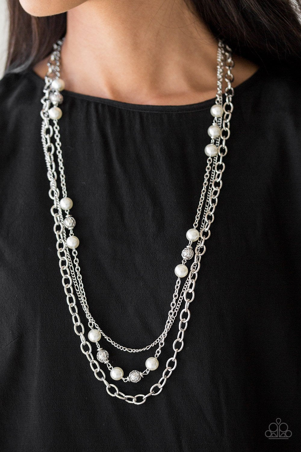 Classical Candence - white - Paparazzi necklace