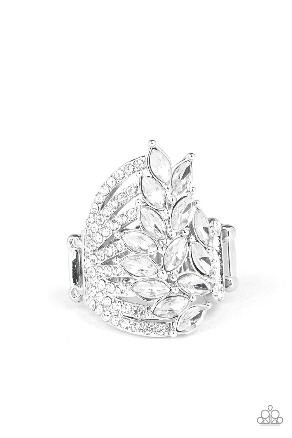 Clear Cut Cascade - white - Paparazzi ring