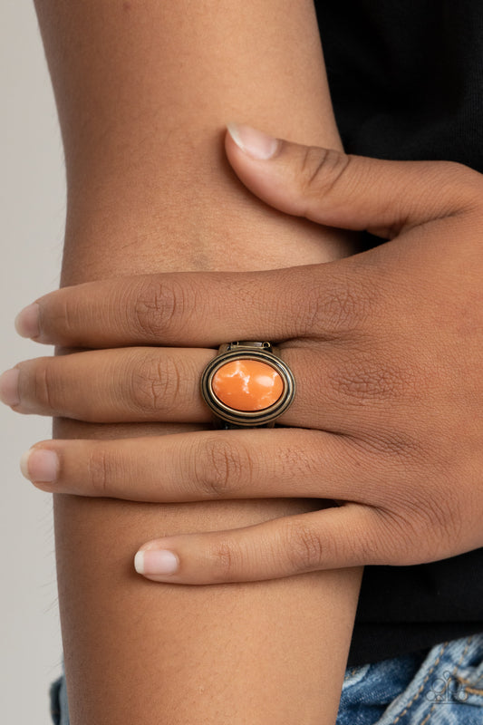 Cliff Dweller Demure - orange - Paparazzi ring