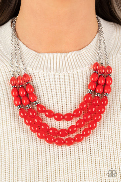 Coastal Cruise - red - Paparazzi necklace