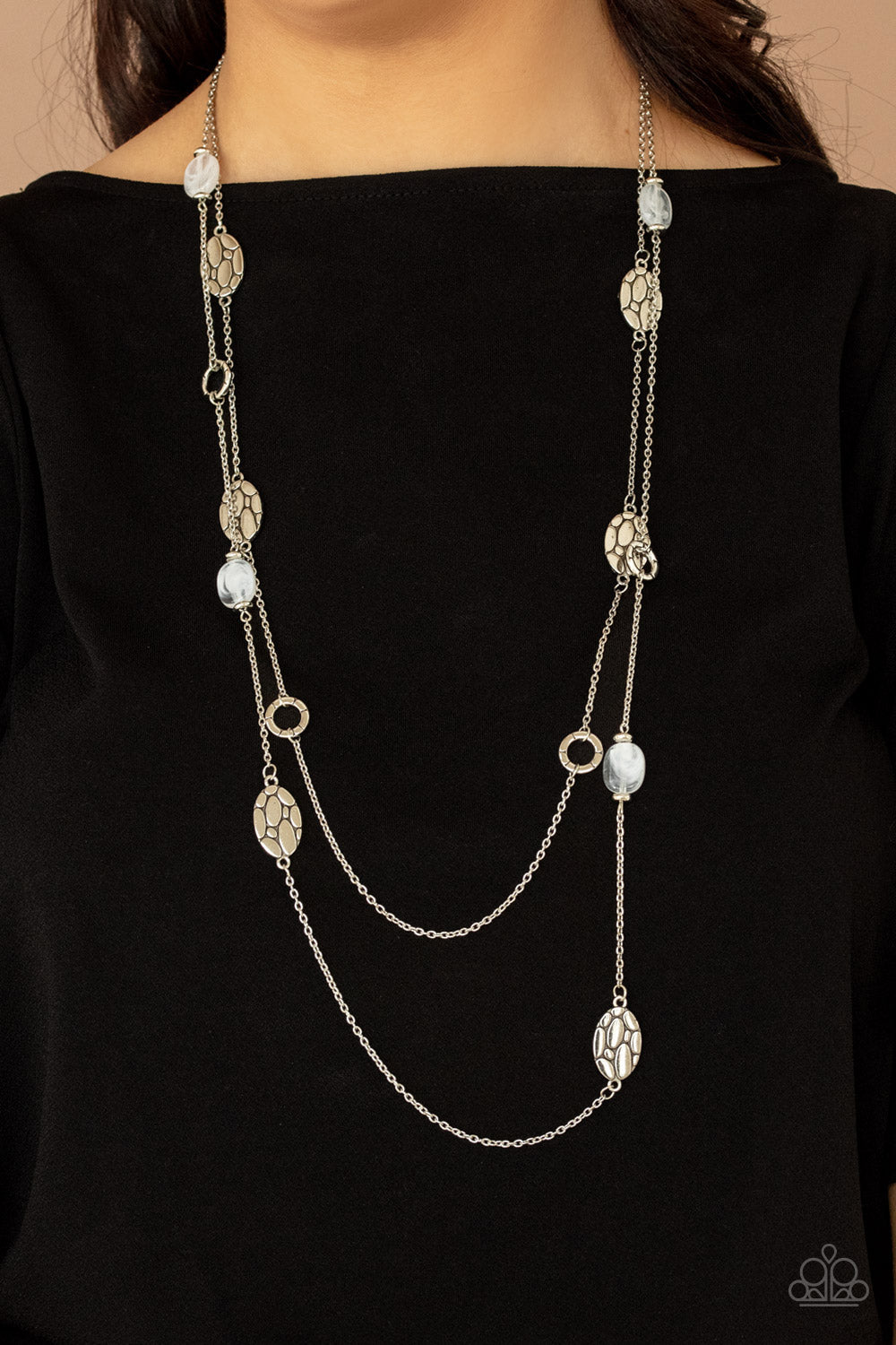 Cobble Creeks - white - Paparazzi necklace