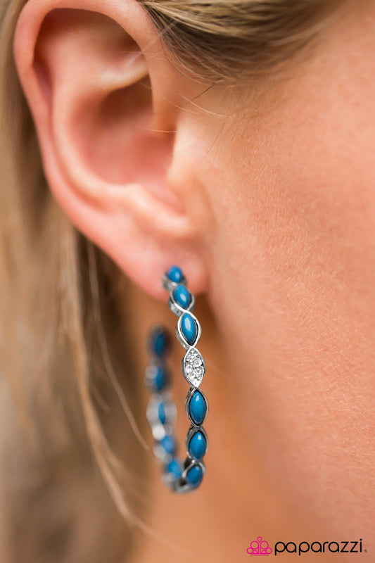 Colorful Impressions - Blue - Paparazzi hoop earrings