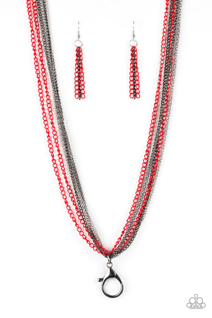 Colorful Calamity - red - Paparazzi LANYARD necklace