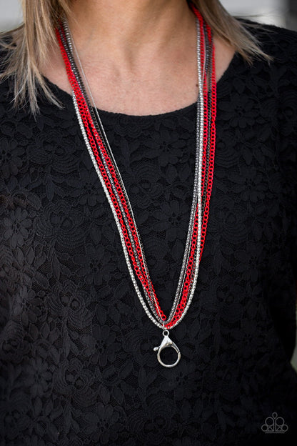 Colorful Calamity-red-Paparazzi LANYARD necklace