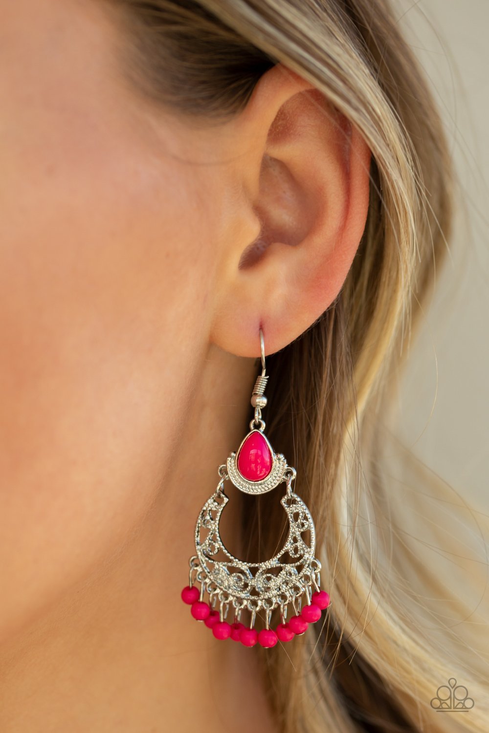 Colorful Colada-pink-Paparazzi earrings